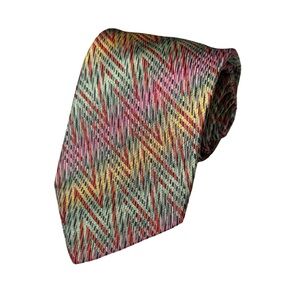 Missoni mens colorful abstract pattern 100% silk luxury neck tie EUC
